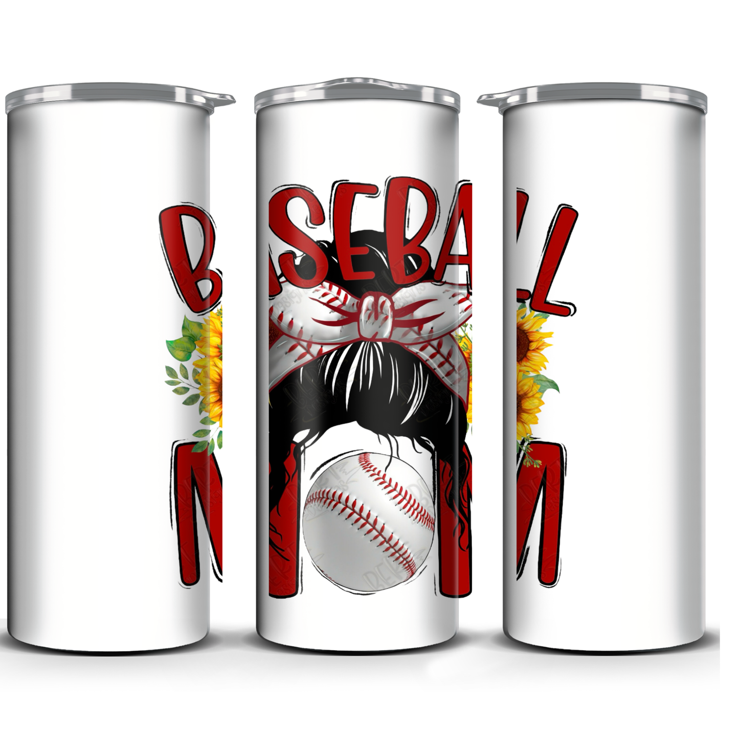 20oz Straight Hot & Cold Tumbler Cup Baseball Mom Messy Bun